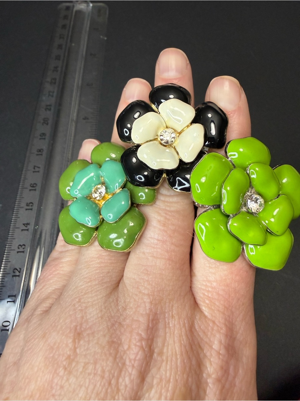 New Floral Enamel Stretch Rings